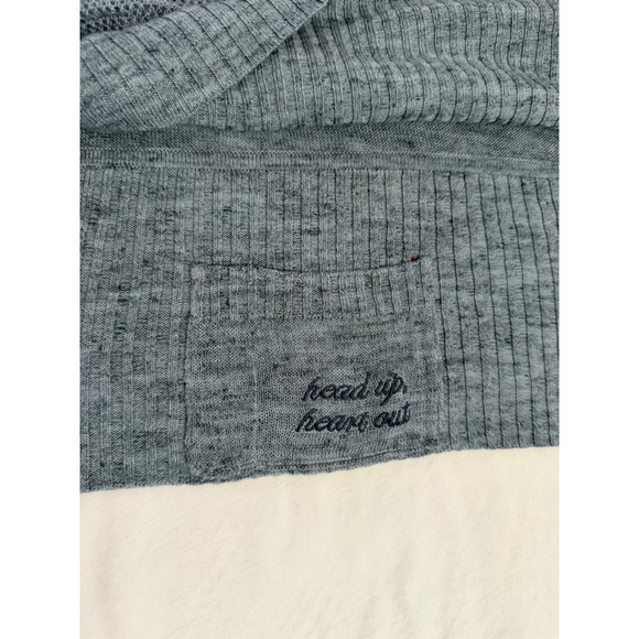 Lululemon Open Front Hooded Cardigan Blue Heathered Knit Thumbholes Womens - Picture 5 of 8